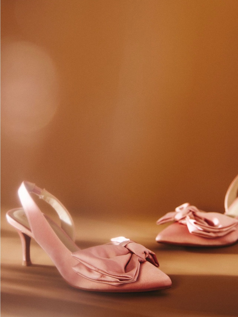 Seychelles Blush Pink Satin Slingback Nevé Heels with Bow Accent